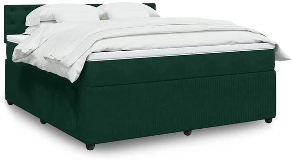 vidaXL Boxspringbett mit Matratze Dunkelgrün 180x200 cm Samt 3287821