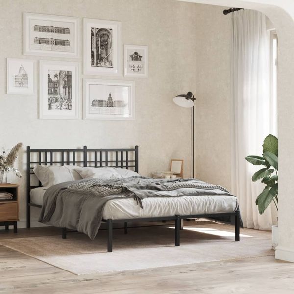 vidaXL Bettgestell mit Kopfteil Metall Schwarz 120x200 cm 376322