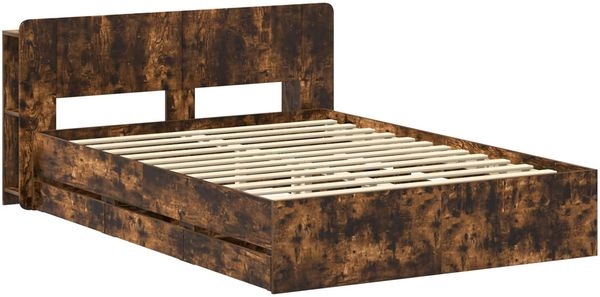vidaXL Bettgestell mit Stauraum Geräucherte Eiche 135 x 190 cm 3433952 Bild 3
