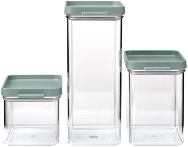 Mepal Vorratsdosen mit Deckel 3er-Set - Vorratsbehälter Luftdicht & Stapelbar - Küchenaufbewahrung & Organisation - Spülmaschinenfest - 700 ml, 1100 ml & 2000 ml - Nordic sage