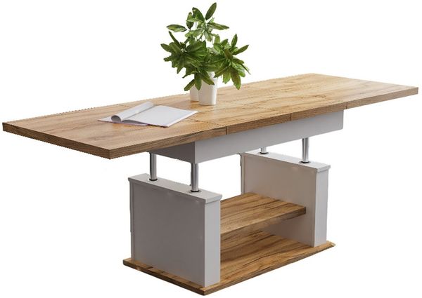 designimpex Couchtisch DA-666 höhenverstellbar ausziehbar 120/200 cm Esstisch Wohnzimmer, Funktionstisch, Wohnzimmertisch, Tisch, Esstisch, Sofatisch, Schublade