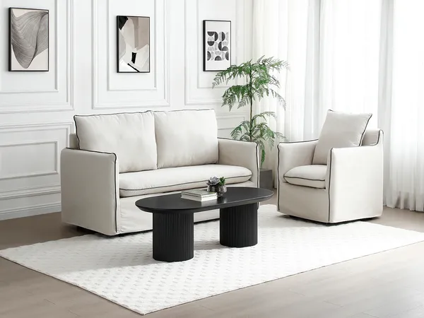 Vente-unique - LORIMILA Couchtisch Holz, Platte Schwarz - B 60 cm x H 40 cm x L 120 cm