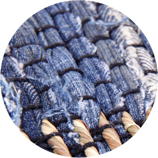 Teppich Läufer Matte Unterlage Vorleger Fußabtreter, breite Auswahl an modernen Fleckerl- und Baumwollteppichen (150cm Ø / Jeans Square) Bild 8