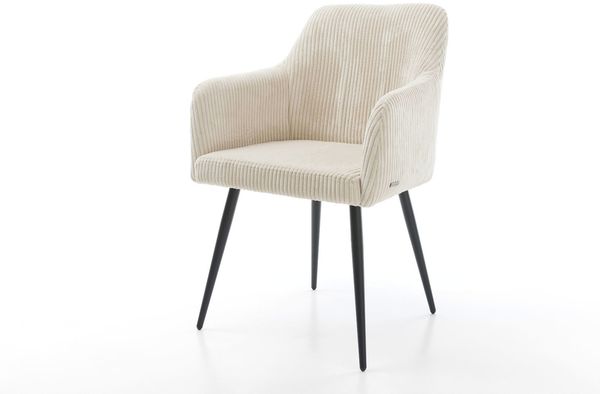 Esszimmerstuhl Greg-Flex Cord Beige 4-Fuß konisch Schwarz Taschenfederkern