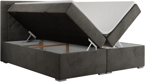 Boxspringbett, Modern Bett mit Multipocket-Matratze und zwei Bettkästen - JASIR - 140 x 200 cm - Dunkelgrau Velvet - H4 Bild 4
