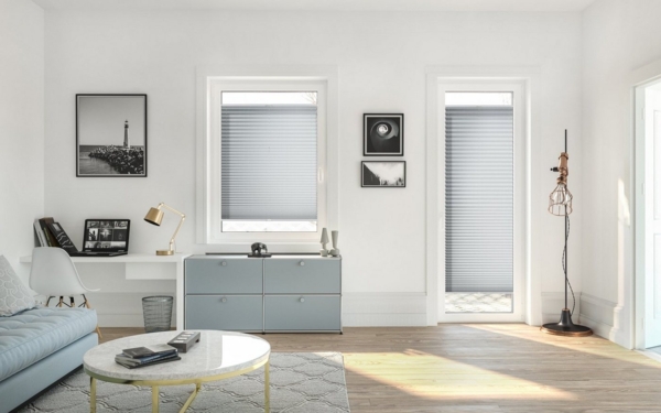 LICHTBLICK ORIGINAL Plissee nach Maß Klebfix, ohne Bohren, verspannt, blickdicht - Hellgrau, blickdicht, inkl. Klebeträger, Klebbar, kleben Bild 3