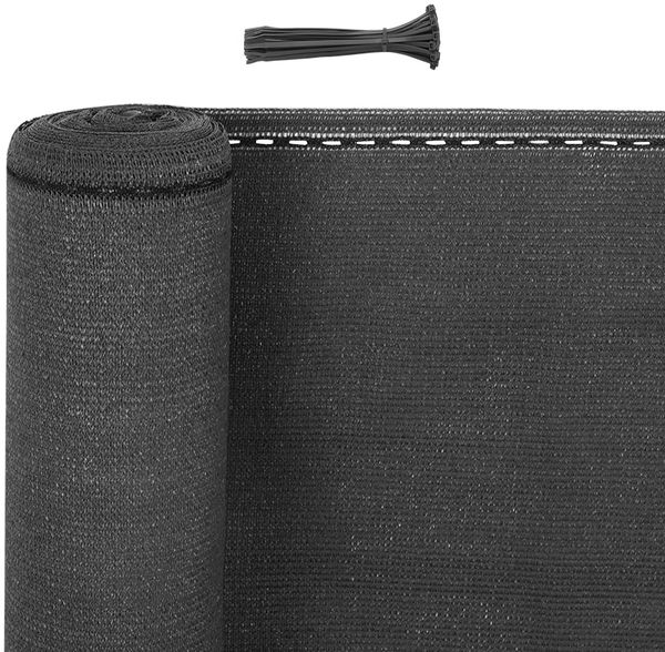 WOLTU Zaunblende Tennisblende 1,5x15 m aus 180 g/m² HDPE, Schattiernetz Sichtschutz Windschutz Staubschutz Sonnenschutz Gewebe Netz mit Kabelbinder anthrazit