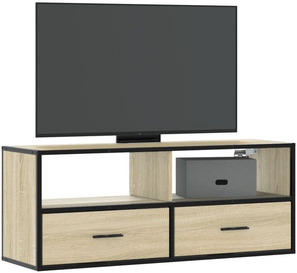 vidaXL TV-Schrank Sonoma-Eiche 100x31x39,5 cm Holzwerkstoff und Metall 848930