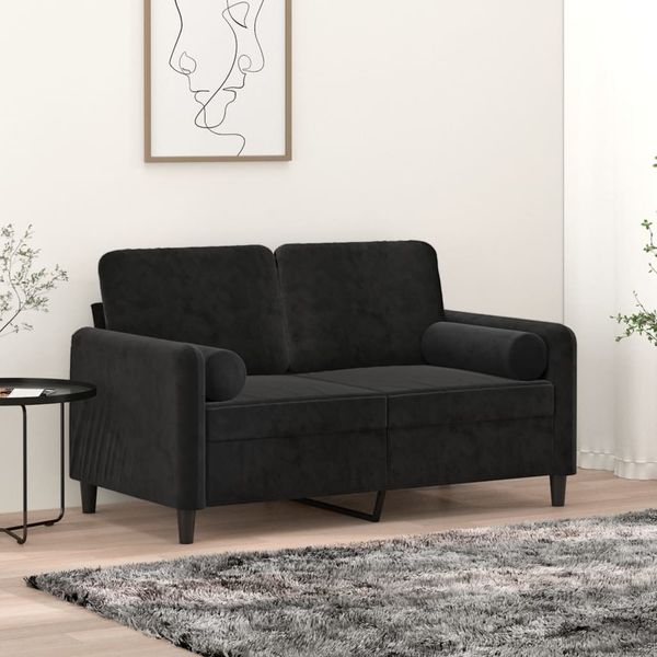 vidaXL 2-Sitzer-Sofa mit Zierkissen Schwarz 120 cm Samt 3200876