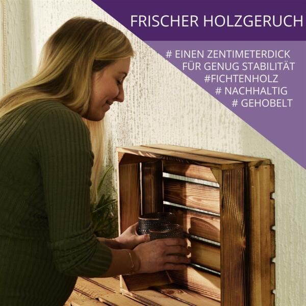 CHICCIE 2 Set Holzregal Schmalhanz - Geflammt 1x kurzes Regal Bild 3
