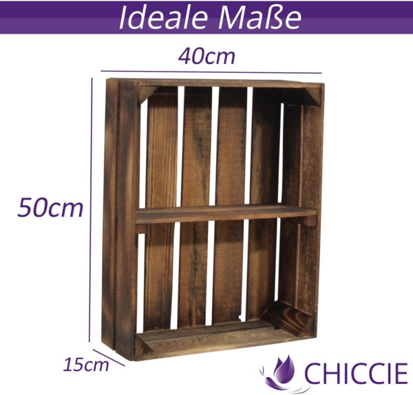 CHICCIE 2 Set Holzregal Schmalhanz - Geflammt 1x kurzes Regal Bild 2