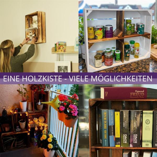 CHICCIE 2 Set Holzregal Schmalhanz - Geflammt 1x kurzes Regal Bild 4