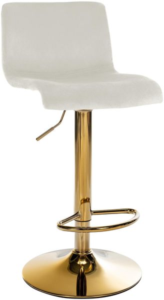 CLP Barhocker Hover Samtbezug höhenverstellbar drehbar mit Rückenlehne,creme Metall gold
