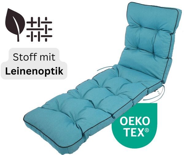 TexDeko Liegenauflage Ecolen Premium 190x60x8cm, Antirutsch-Boden, Polster für Gartenliege, UV-beständig, Wasserabweisend