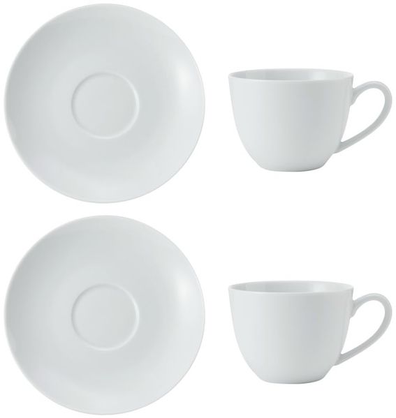 MIKASA Chalk 2pc Porzellan Cappuccino Tasse und Untertasse Set, Kaffeetassen für jeden Tag, 310ml