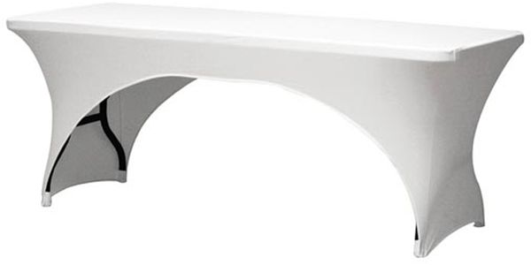 Stabiler Gartentisch aus Kunststoff mit weißer Stretch Husse - Klapptisch