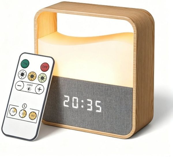 Luckice Nachtlicht Digitaler Wecker mit dimmbarem Nachtlicht,LED-Display USB-C, Doppelalarm,3 Lautstärken,Snooze,Tischuhr für Tiefschläfer