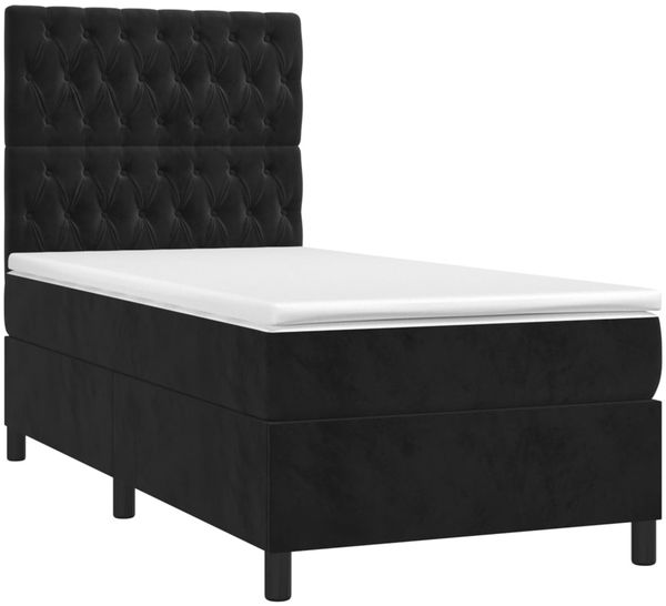 vidaXL Polsterbett mit Matratze Schwarz 90x190 cm Samt Bild 3