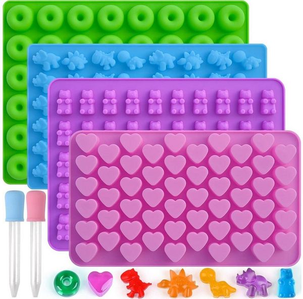 MC Star Silikonform Gummibärchen-Formen aus Silikon mit 2 Pipetten, 4 Mini-Silikonformen, (6-tlg)