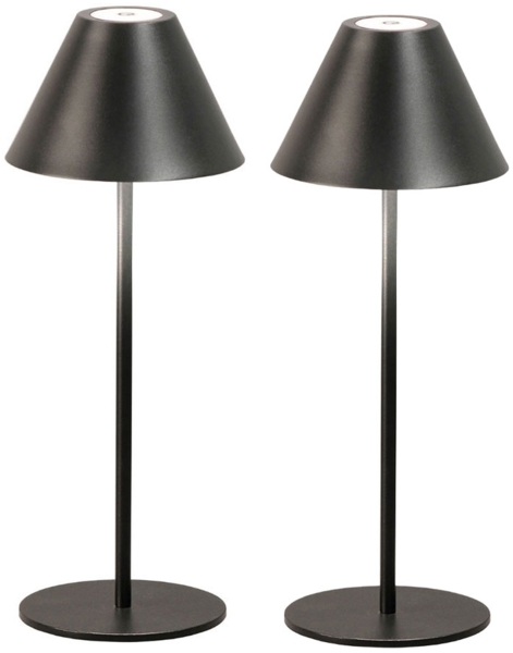 2er Set LED Tischlampe, Touchdimmer, Akku, 2 Höhen, H 36 cm