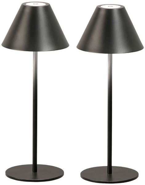 2er Set LED Tischlampe, Touchdimmer, Akku, 2 Höhen, H 36 cm