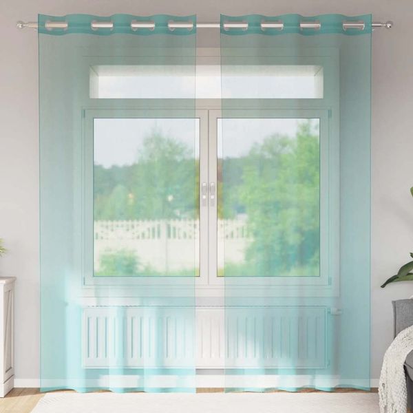 vidaXL Voile Vorhänge mit Ösen 2 Stk. Türkis 4102145