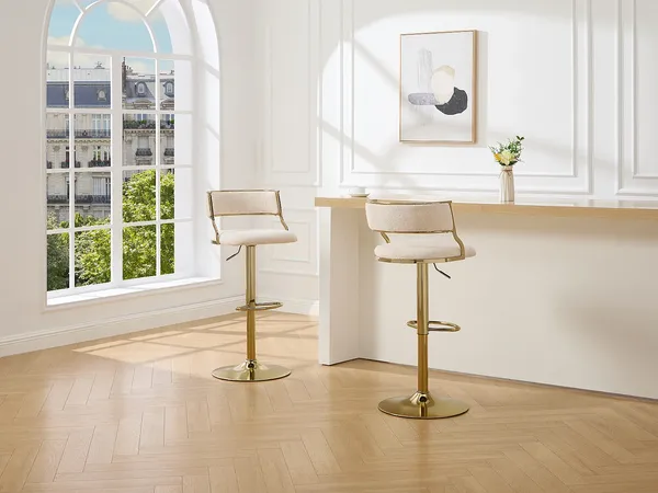 Vente-unique - MAYEMA Barhocker Stoff Beige - B 49 cm x H 107 cm87 cm x L 46 cm