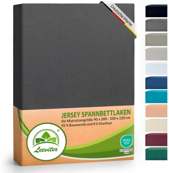 leevitex® Spannbettlaken Luxus Elasthan Jersey Spannbettlaken, Gummizug: Rundum-Gummizug