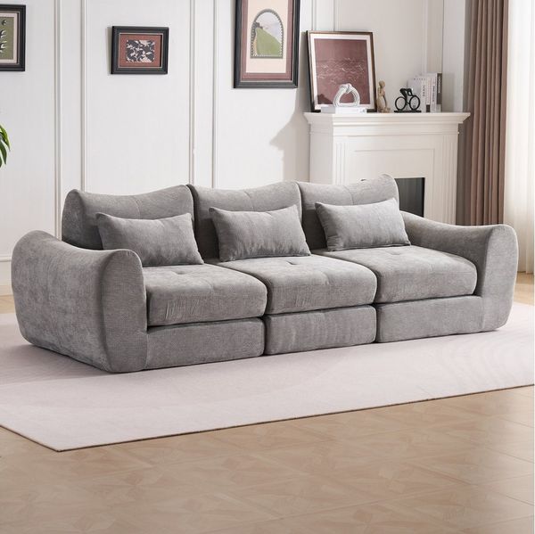 Leawin Sofa Sofas Wohnzimmer, modulares Sofa mit Schlaffunktion L-Form, Werkzeuglos montierbar, wandelbar & ideal für kleine Räume