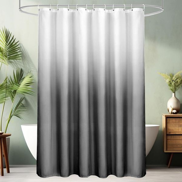 Duschvorhang Textil Grau 180X180cm Wasserdicht Waschbar mit 12 Ringen