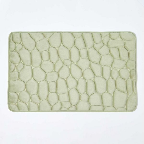 Homescapes Badematte Lindgrüne Badematte aus Memory Foam in Kieseldesign, 50 x 80 x 1.3 cm, Höhe 20 mm, Badematte - 50x80 cm