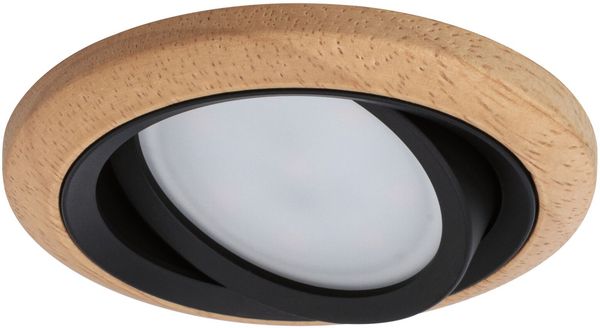 LED Einbauleuchte Lanati Einzelspot rund 84mm 30° Coin 6W 470lm 230V 2700K Farbton Eiche geölt, Schwarz matt