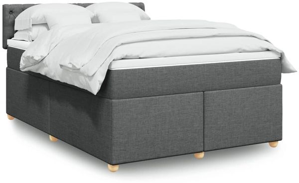 vidaXL Boxspringbett mit Matratze Dunkelgrau 140x200 cm Stoff 3289011