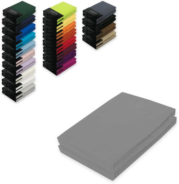 Doppelpack Jersey Spannbettlaken 200 x 220 cm Grau