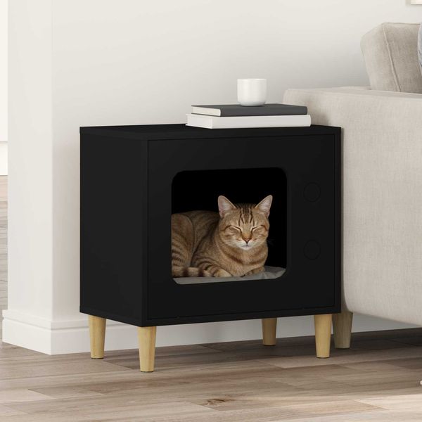 vidaXL Katzenhaus Schwarz 51 x 30 x 52 cm Holzwerkstoff 8000654