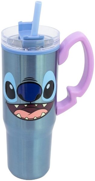 Lilo & Stitch Doppelwandiger Trinkbecher 770 ml mit Griff und Strohhalm