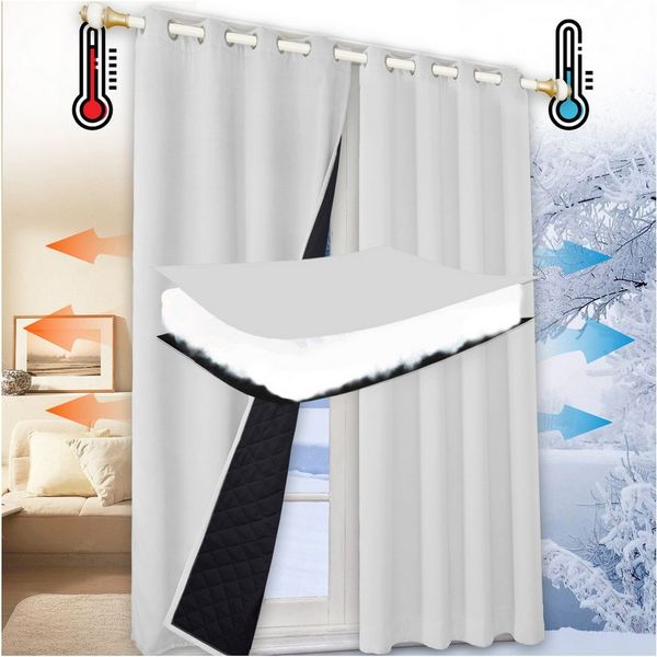 Jibenhome Vorhang Schlafzimmer Vorhänge Blickdicht, Thermogardinen Kälteschutz (1 St), Winter Verdunklungsvorhänge Ösen Thermal Wärmeisolierend
