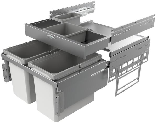 NABER 8012373 Abfallsammler Cox® Base 360 S/600-2 mit Base-Board, hellgrau, H 460 mm