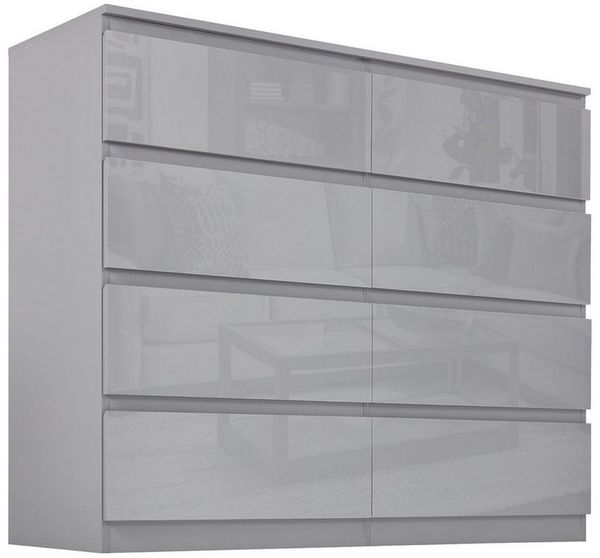 HTI-Living Kommode Kommode Kenji 8 Schubladen Hochglanz Grau (Stück, 1 St, 1 Kommode), Sideboard