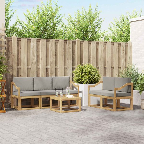vidaXL Outdoor-Sofagarnitur 6 pcs Weiß und Hellgrau 59 x 59 x 37 cm 3387260