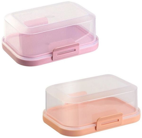 Engelland Butterdose Stapelbare Butter-/Käsedose, Kunststoff, (Vorteils-Set, 2-tlg, mit sicherem Klickverschluss), stapelbar, platzsparend, Ordnung im Kühlschrank, BPA-Frei, Mehrzweck