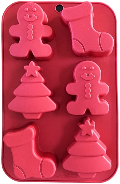 Silikon 6er Muffinform Weihnachtsmotive Rot Haushalt International Art. 18028