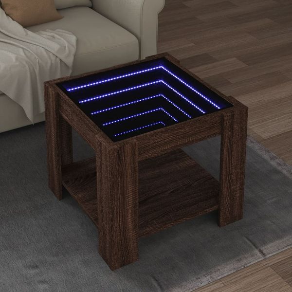 vidaXL LED-Couchtisch Braun Eichen-Optik 53x53x45 cm Holzwerkstoff 847545