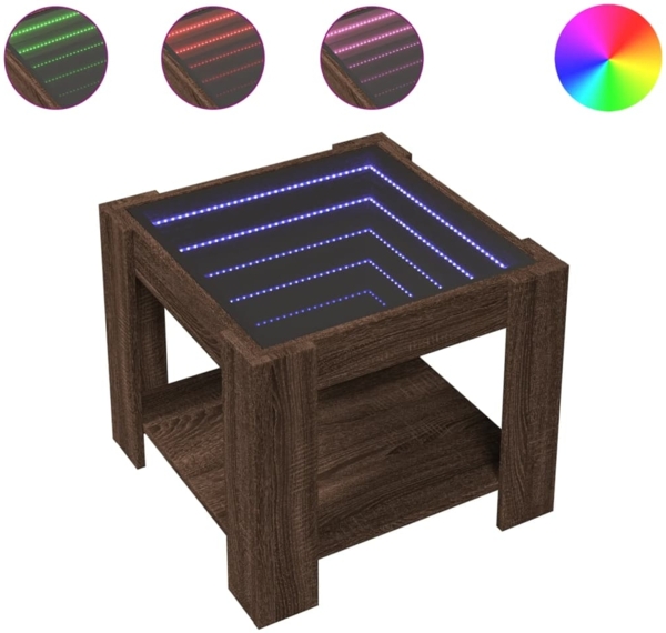 vidaXL LED-Couchtisch Braun Eichen-Optik 53x53x45 cm Holzwerkstoff 847545