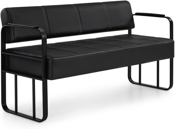 BarberPub 3-Sitzer Sitzbank mit Rückenlehne W528(Schwarz/Kunstleder)