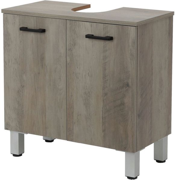 welltime Waschbeckenunterschrank Florenz,Breite 60cm, 2 Tür, 2 Fächer, mit Siphonausschnitt, MDF-Front in verschiedenen Farben erhältlich, Badmöbel, Badschrank, Kommode, Bad