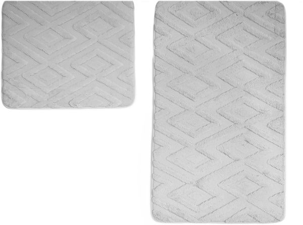 Elegance WC-Set mit Diamant-Jaquard-Struktur - 2-teiliges Badematten-Set Grau