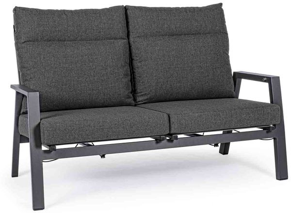 2 Sitzer Sofa Idekla aus Aluminium, modern und verstellbar, anthrazit, für Outdoor, inkl. Kissen