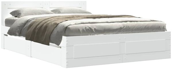 Doppelbett, Bettgestell Modernen mit Kopfteil ohne Matratze Weiß 140x200 cm d1001e