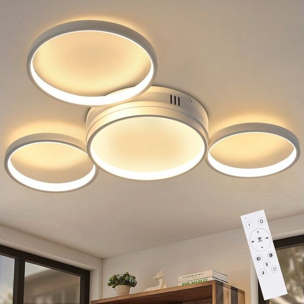 Nettlife LED Deckenleuchte 4 Flammig Ring weiß Fernbedienung Dimmbar, Dimmbar, LED fest integriert, Warmweiß, Neutralweiß, Kaltweiß, internes Netzteil